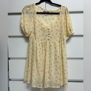 Urban Outfitters yellow floral mini dress XS